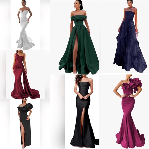 Strapless Mermaid Dress Long Body con Ruched Evening Gown with Train - Picture 6 of 6